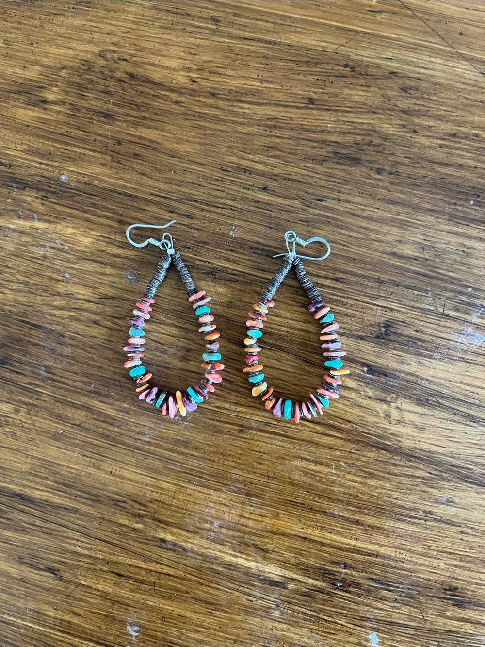 Multicolor Spiny Teardrop Beaded Hoop Earrings